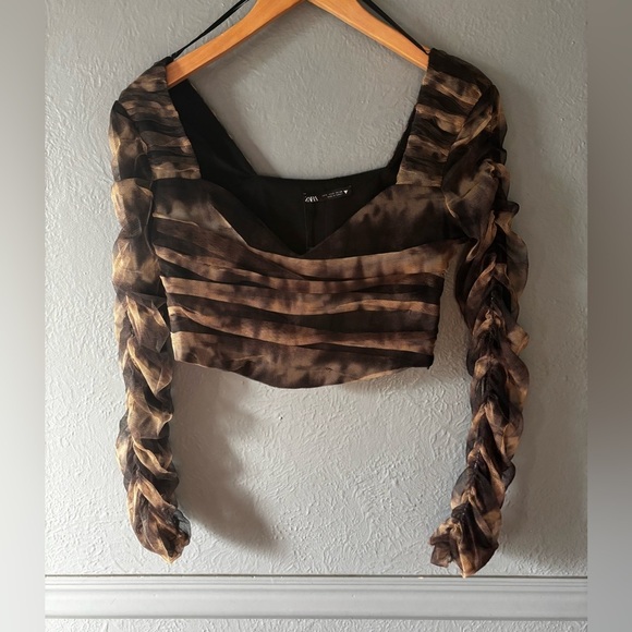 Zara | cropped | long sleeve | layered | top | s - Picture 1 of 11
